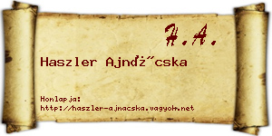 Haszler Ajnácska névjegykártya